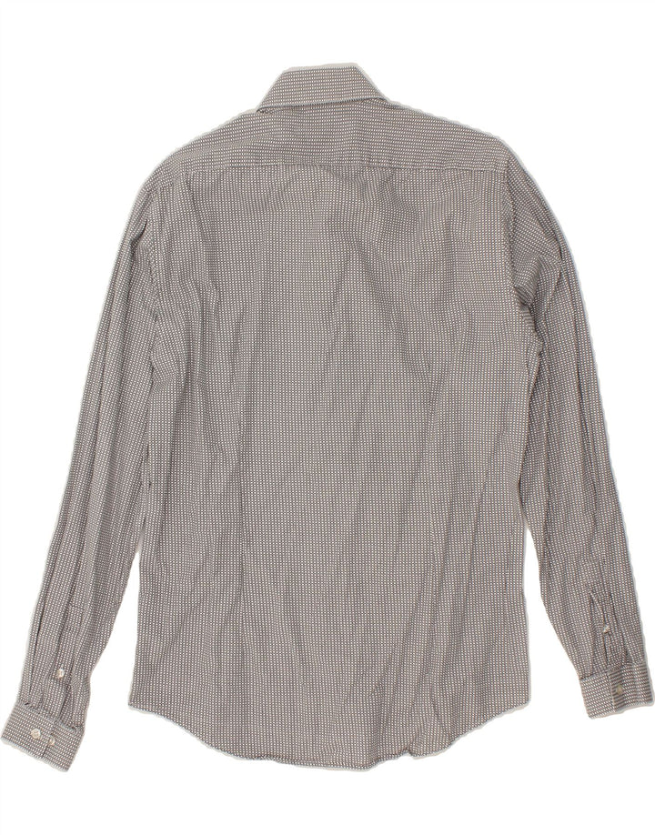 CALVIN KLEIN Mens Fitted Shirt Size 40 15 3/4 Medium Grey Spotted Cotton Vintage Calvin Klein and Second-Hand Calvin Klein from Messina Hembry 