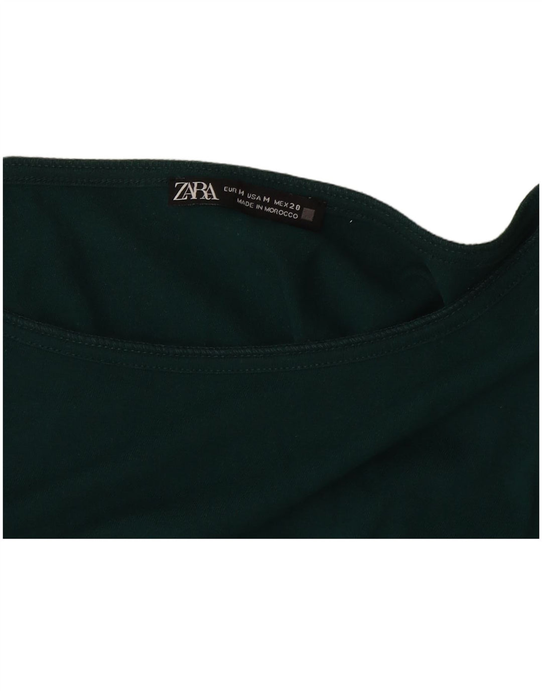 Zara Mujer Crop Top Manga Larga UK 44 Verde Medio