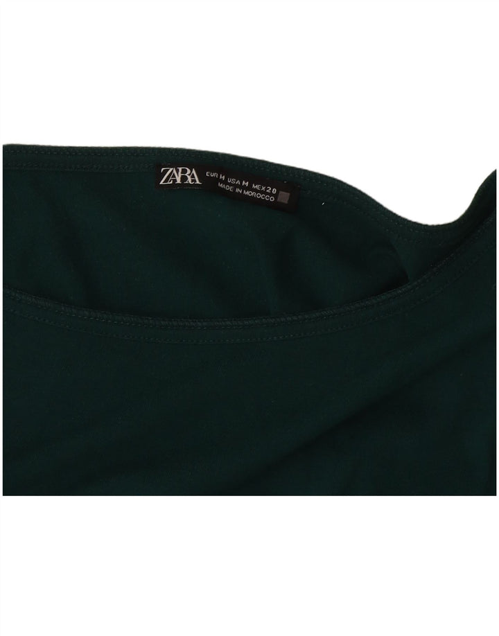 Zara Mujer Crop Top Manga Larga UK 44 Verde Medio