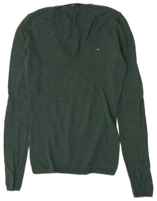 Tommy Hilfiger Suéter tipo jersey con cuello en V y ajuste regular para mujer UK 6 XS Verde