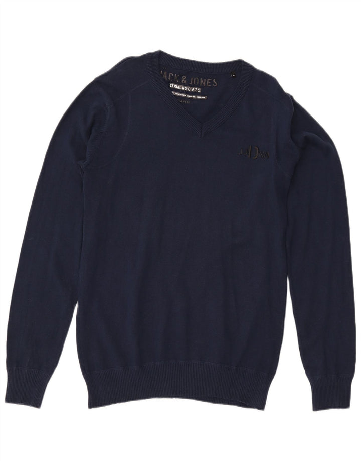 Jack & Jones Hombre Jersey con Cuello en V Jersey Medio Azul Marino Algodón