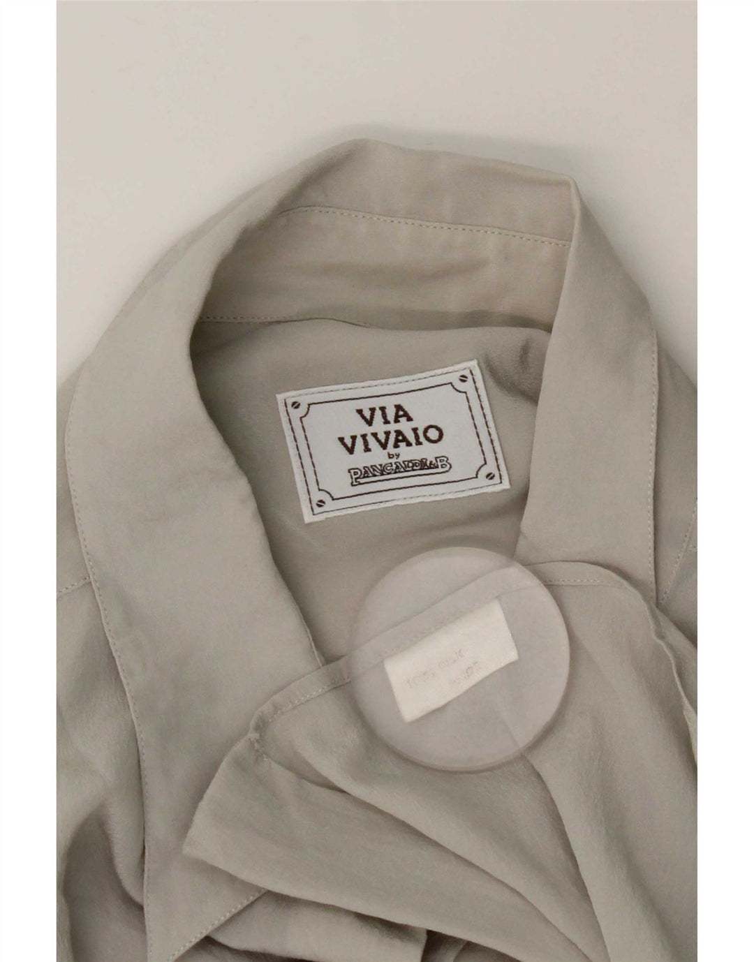 Pancaldi Blusa Camisa Mujer UK 40 XL Seda Gris