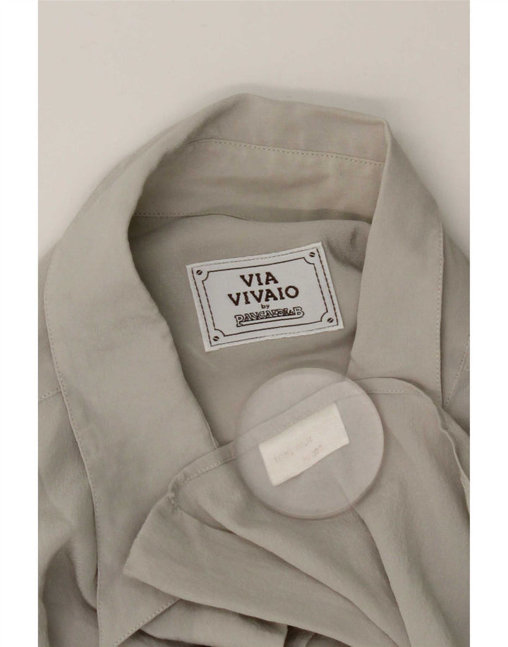 Pancaldi Blusa Camisa Mujer UK 40 XL Seda Gris