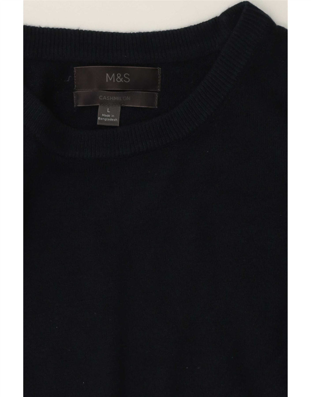 Marks & Spencer - Jersey de cuello redondo para hombre, talla grande, cachemira azul marino