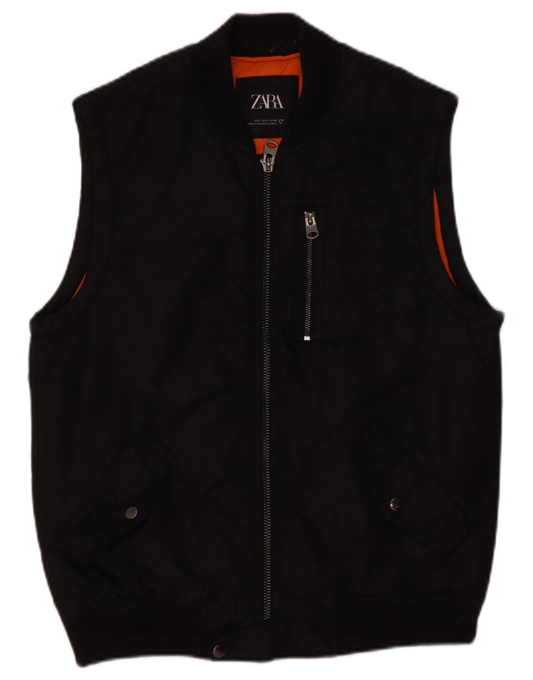 Zara Mens Utility Gilet UK 36 Pequeño Nylon Negro