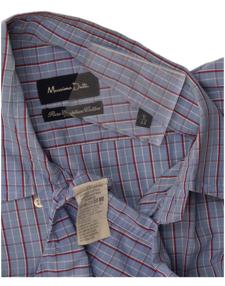 Camisa Massimo Dutti Hombre Talla 44 XL Cuadros Azul Algodón