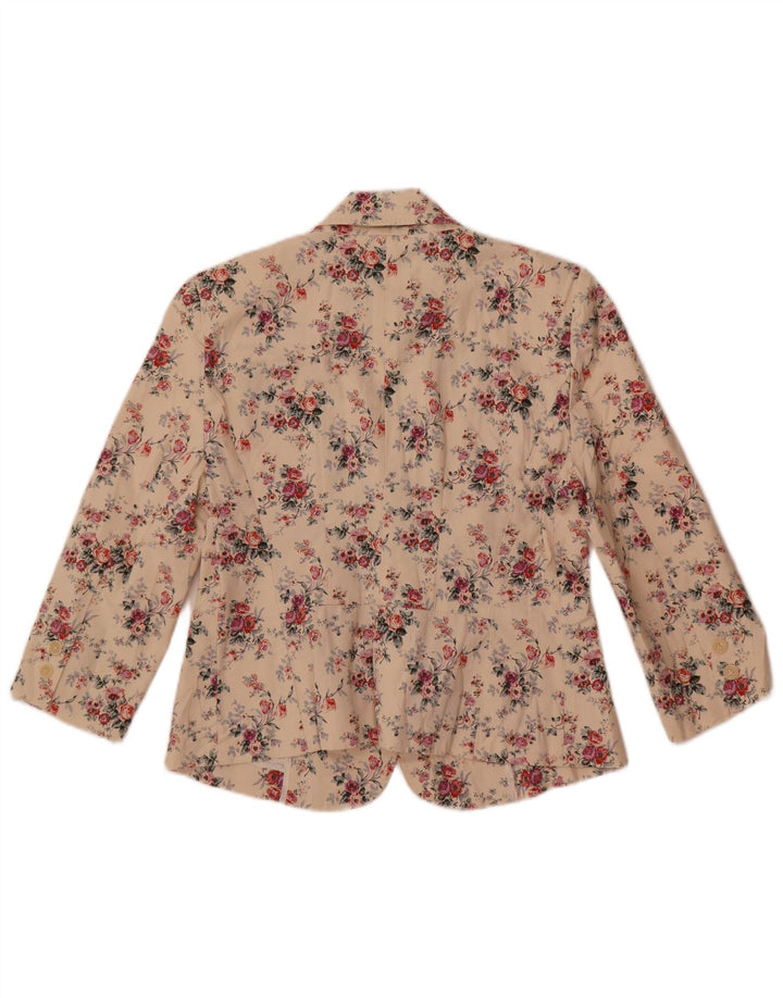 Zara Chaqueta Blazer De 1 Botón para Mujer Reino Unido 44 Grande Algodón Floral Blanco Roto