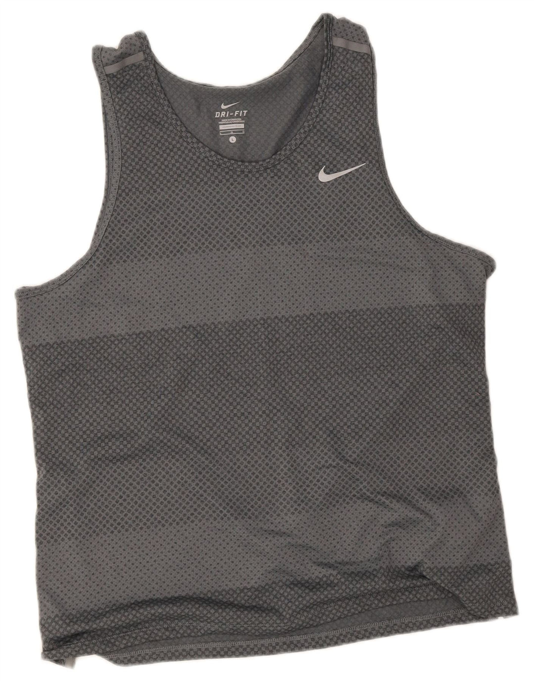 Nike - Camiseta sin mangas Dri Fit para hombre, poliéster a rayas grises grandes