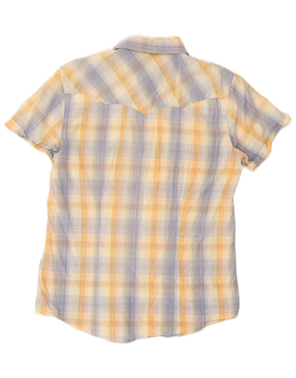 Wrangler Camisa Slim Fit De Manga Corta Para Hombre De Algodón A Cuadros Amarillo Grande