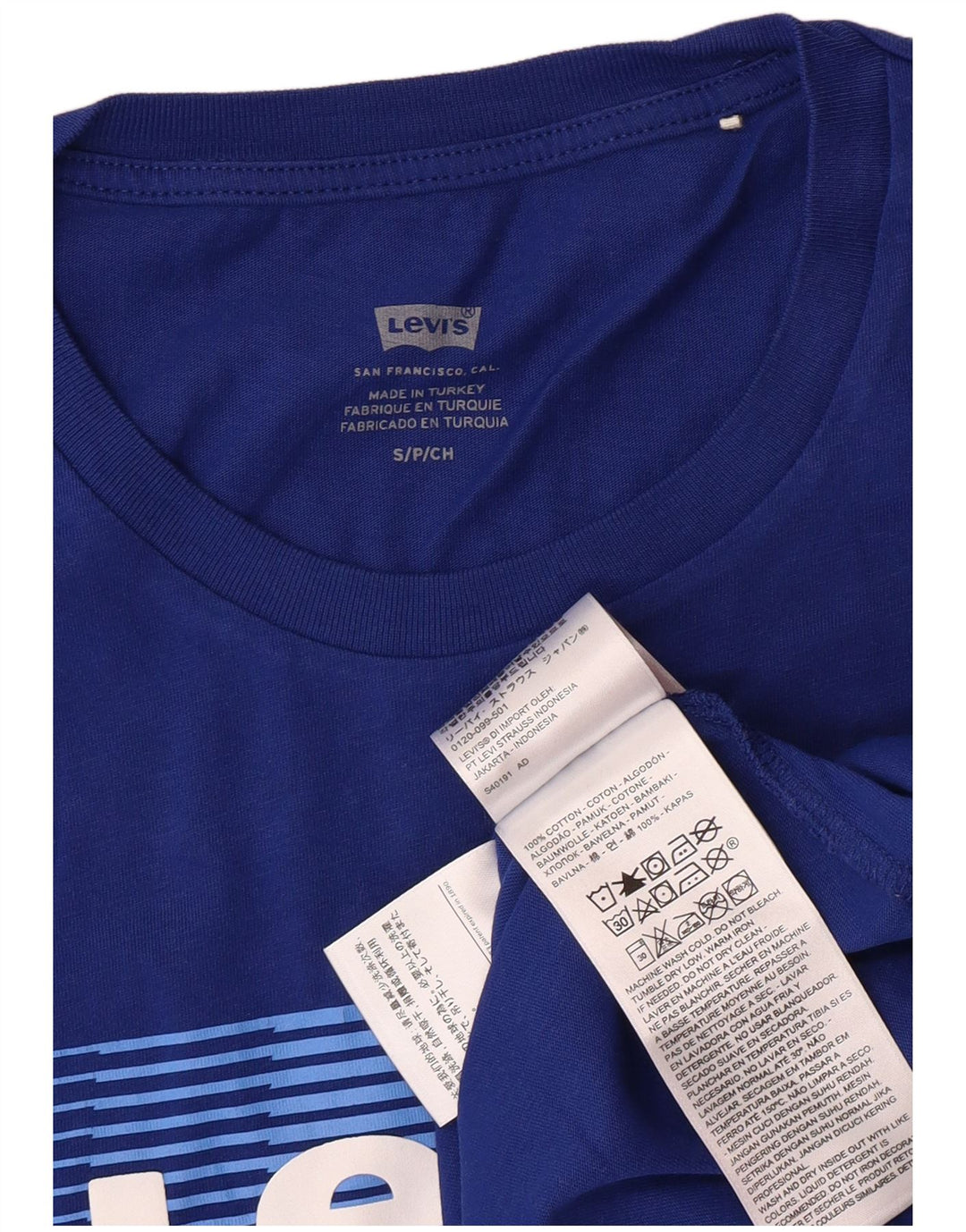 LEVI'S Camiseta gráfica para hombre Top Small Blue Cotton