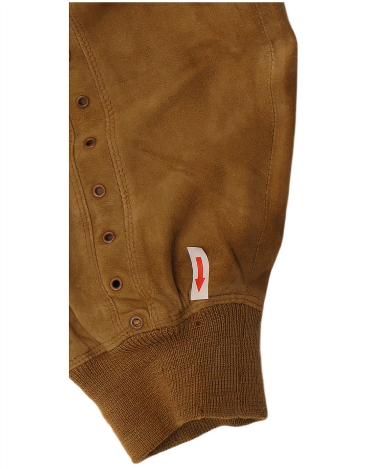 Gianni Versace Chaqueta bomber de ante holgada para mujer UK 38 Beige medio