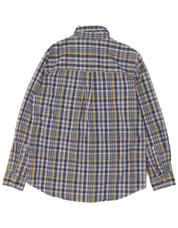 Chaps Camisa de fácil cuidado para hombre de algodón a cuadros azul medio