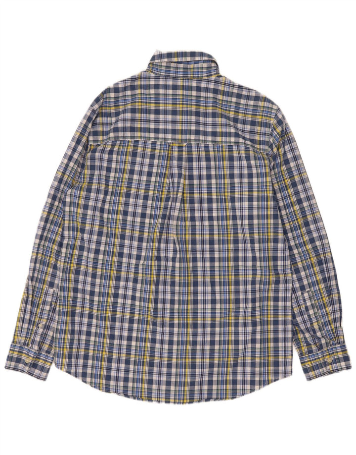 Chaps Camisa de fácil cuidado para hombre de algodón a cuadros azul medio
