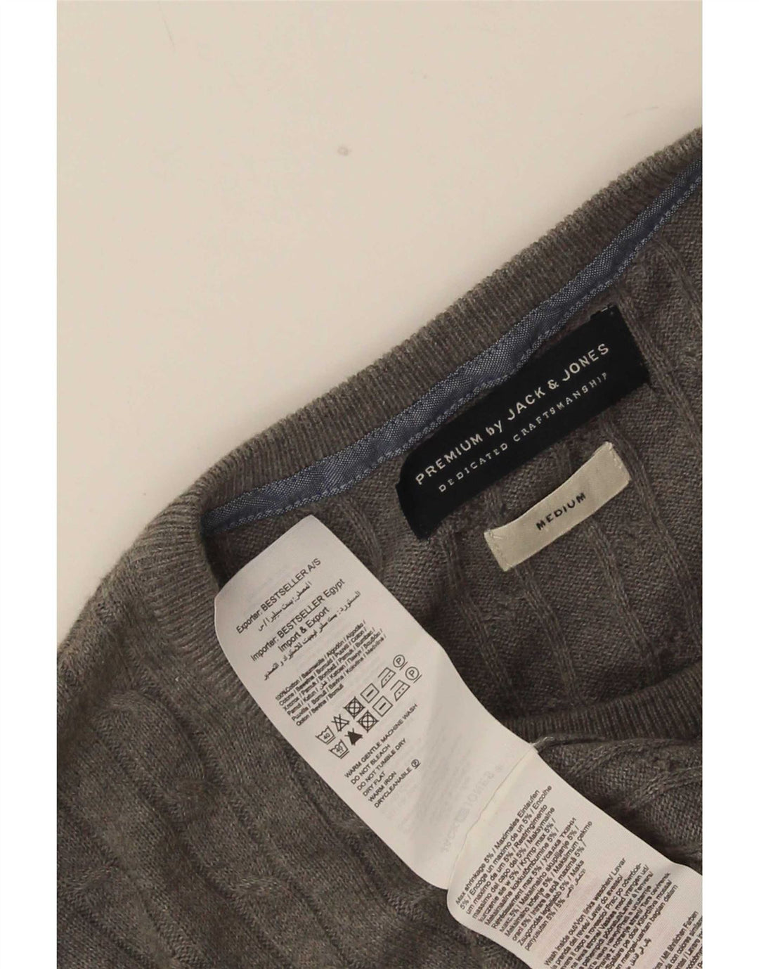 Jersey Jack & Jones Hombre con Cuello Redondo de Algodón Gris Medio