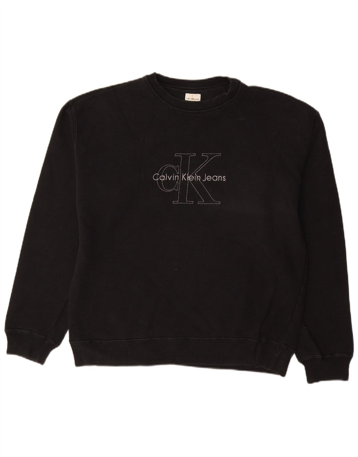 CALVIN KLEIN JEANS Sudadera gráfica para hombre Jumper XL Negro