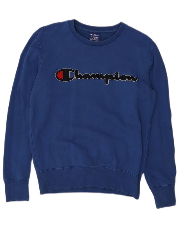 Champion Sudadera de gran tamaño con gráfico para mujer UK 6 XS Algodón azul