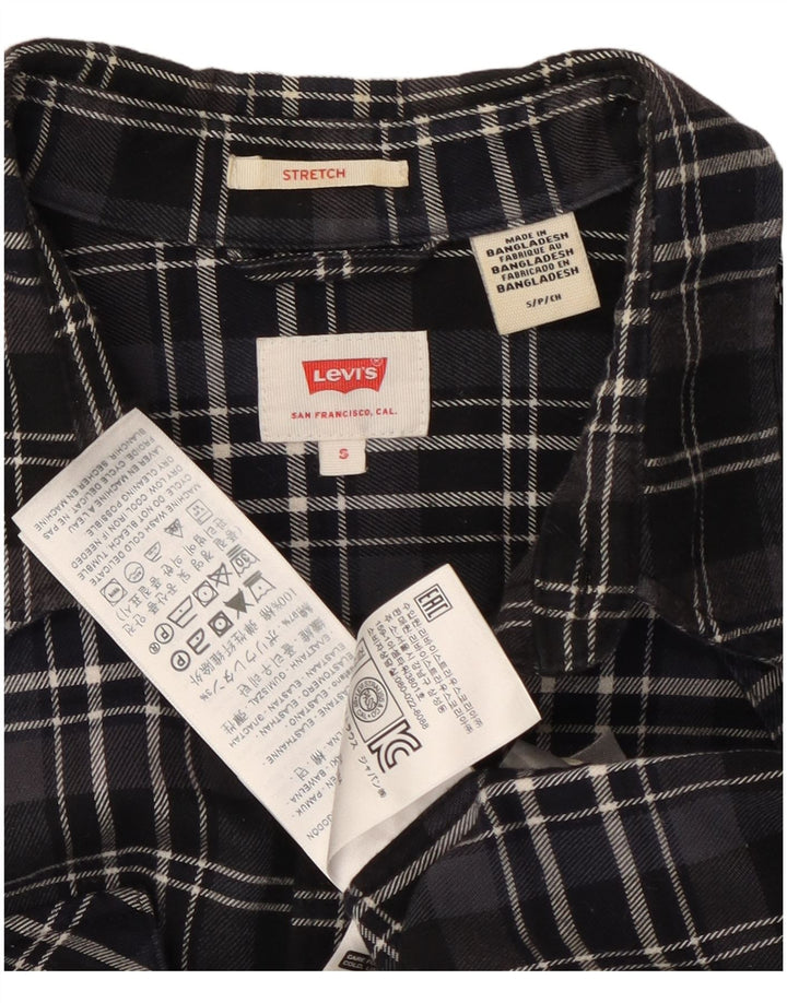 LEVI'S Camisa de franela elástica de algodón a cuadros negros pequeños para hombre