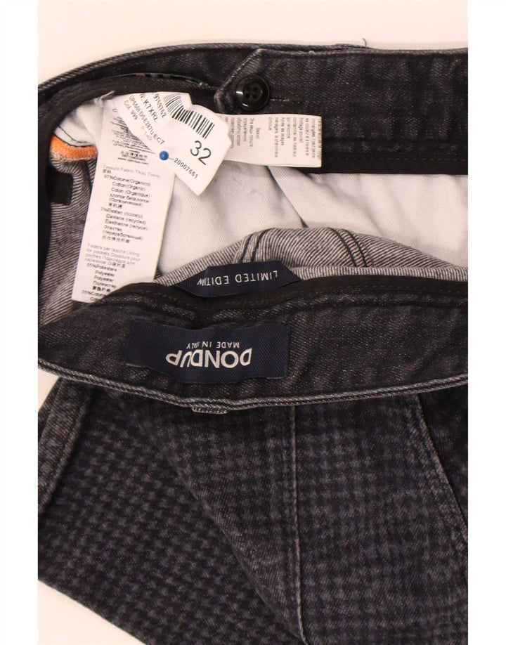 Dondup Vaqueros ajustados para hombre W32 L30 Algodón de pata de gallo gris
