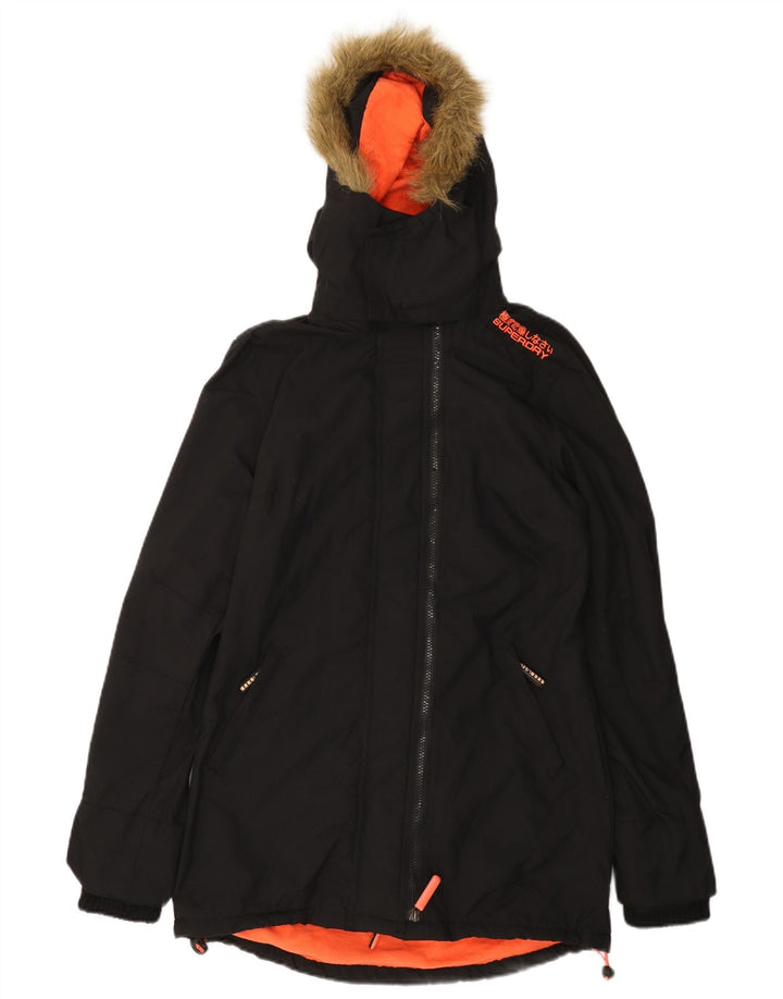 SUPERDRY Chaqueta parka con capucha para hombre UK 36 Small Black Nylon
