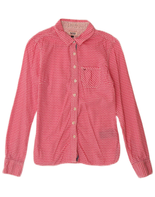 Tommy Hilfiger Camisa para mujer UK 6 XS Algodón a cuadros rosa