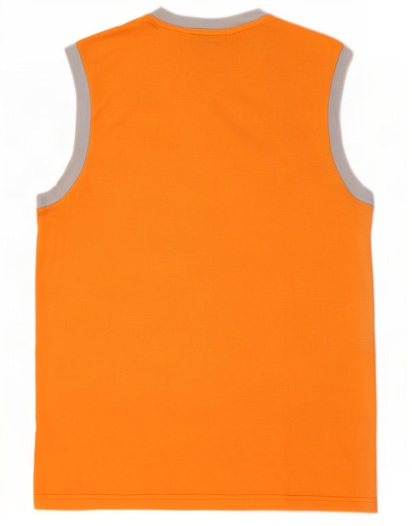 Diadora Hombre Camiseta Sin Mangas Con Estampado De Algodón Color Block Naranja Medio