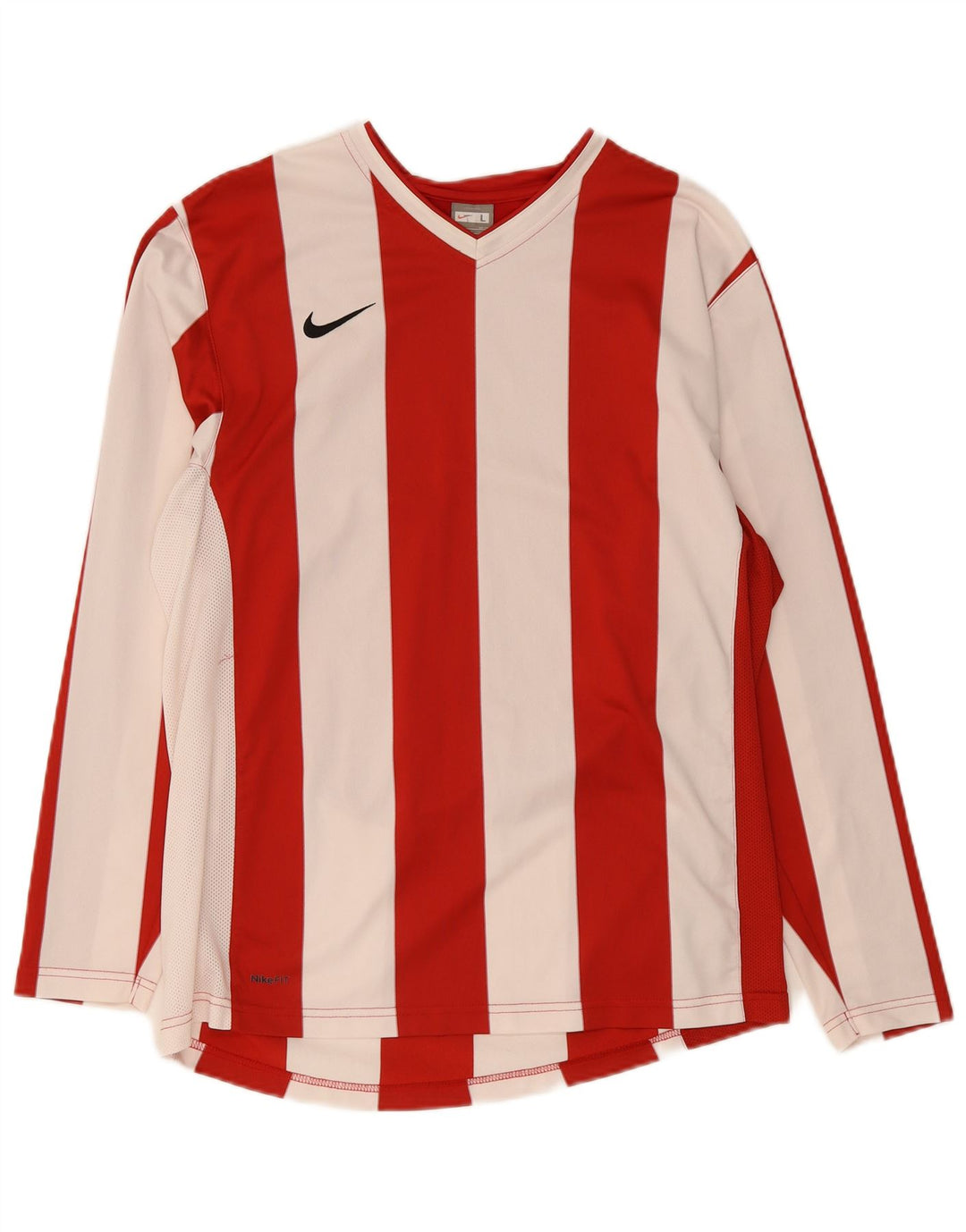 Nike Camiseta de manga larga para hombre UK 42/44 Poliéster a rayas rojas grandes