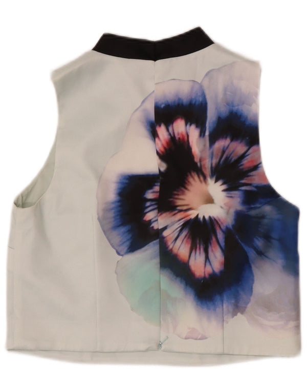 Coast Blusa sin mangas corta para mujer UK 42 Poliéster floral verde medio