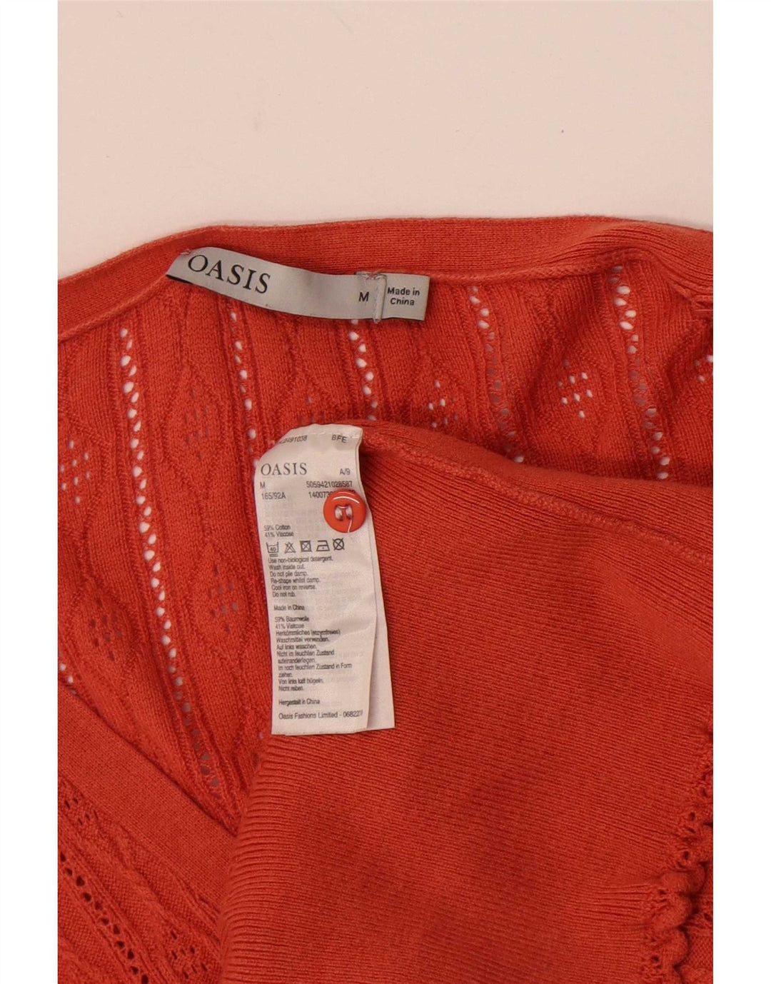 Oasis Suéter tipo cárdigan extragrande para mujer UK 44 Algodón naranja mediano
