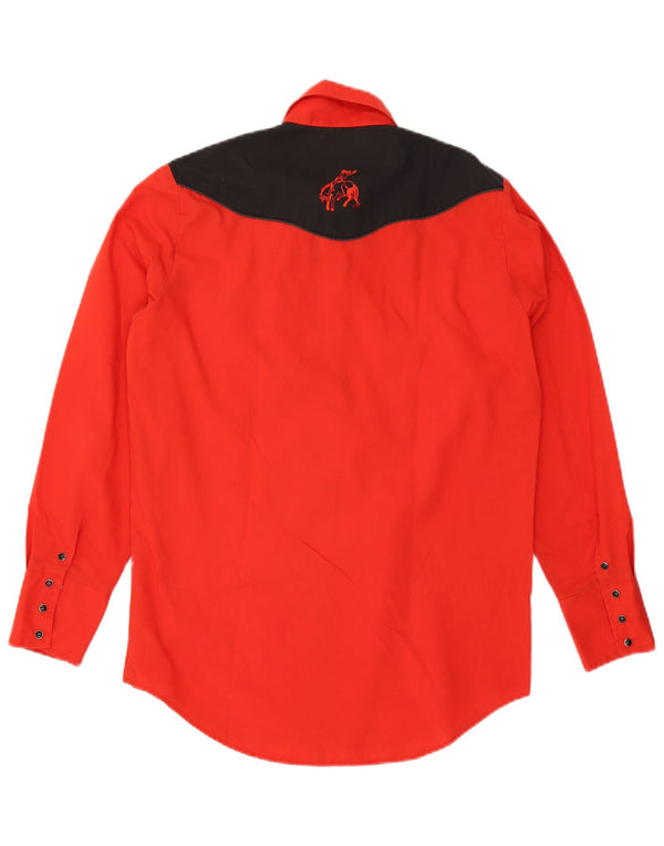 Camisa occidental vintage para hombre Poliéster color block rojo medio
