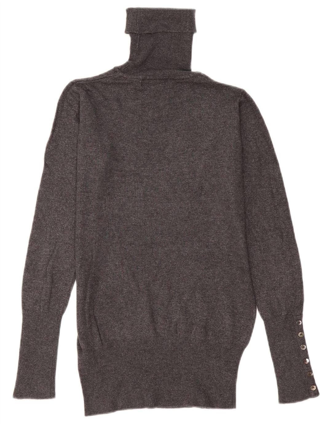 Zara Mujer Roll Neck Jumper Sweater UK 10 Small Gris Rayón