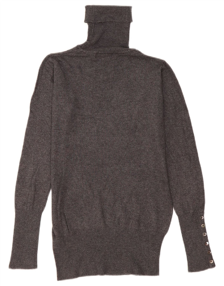 Zara Mujer Roll Neck Jumper Sweater UK 10 Small Gris Rayón