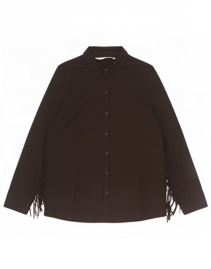 Zara Mujer Blusa Camisa UK 44 Mediano Negro
