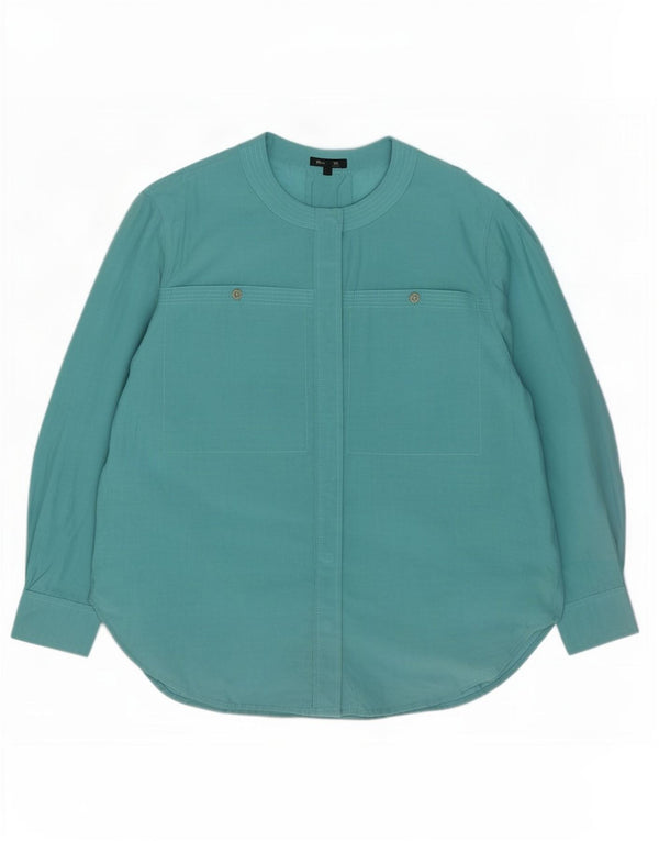 Massimo Dutti Blusa Camisera Oversize Mujer EU 40 Medio Turquesa Algodón