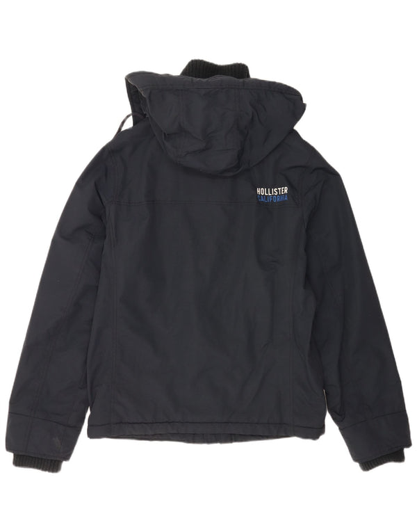 Chaqueta cortavientos con capucha Hollister para hombre UK 38 Medium Azul marino Nylon