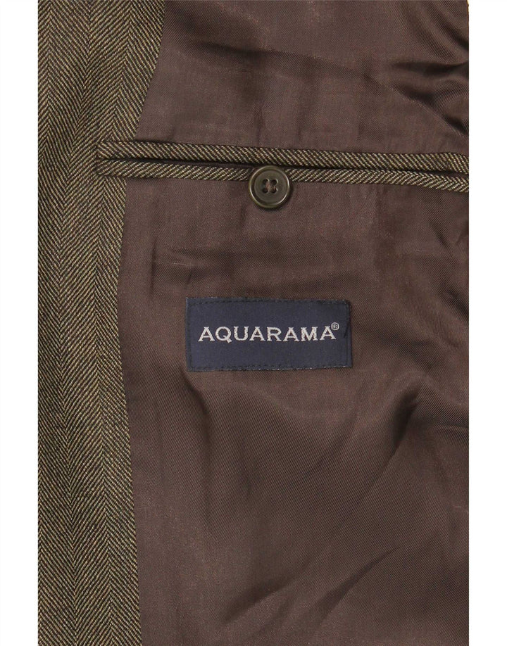 Aquarama Chaqueta tipo blazer de 3 botones para hombre IT 50 Large Lana virgen verde
