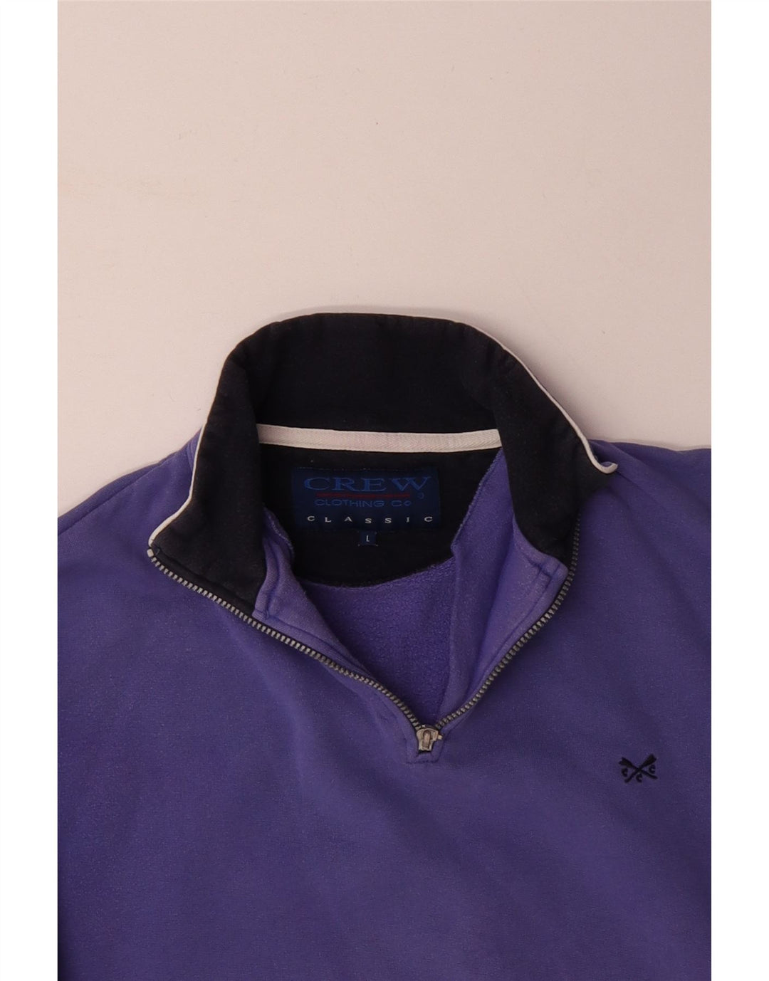 CREW CLOTHING Sudadera con Cuello y Cremallera para Hombre Jersey Grande de algodón Morado