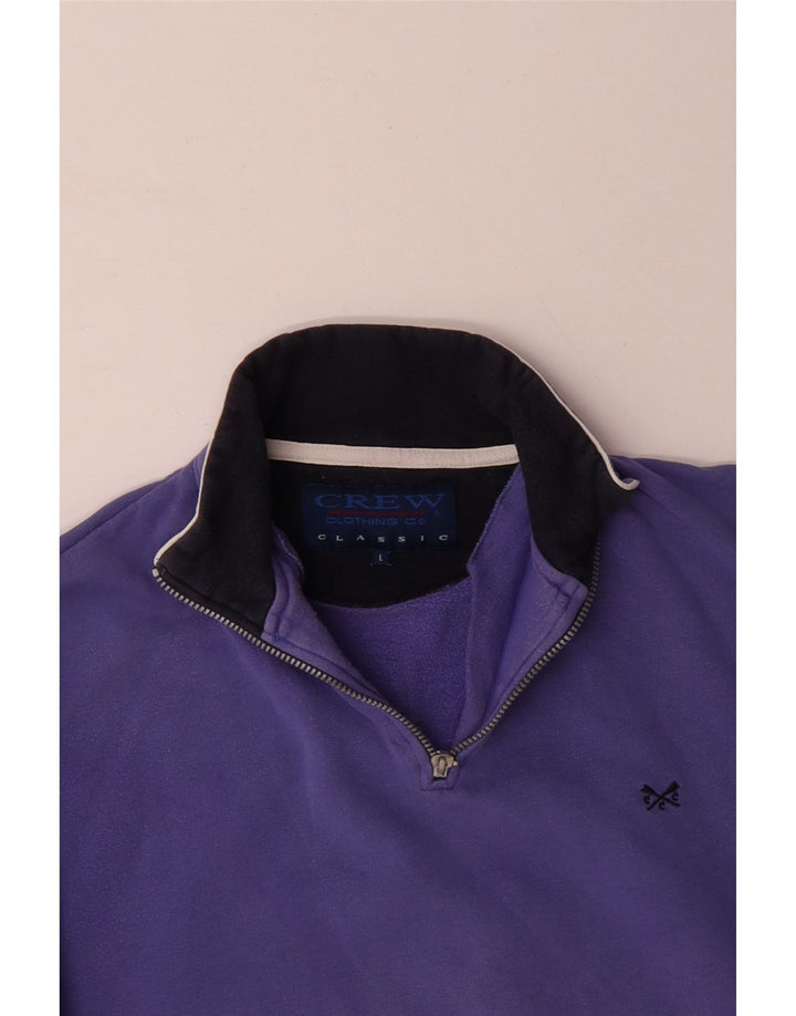 CREW CLOTHING Sudadera con Cuello y Cremallera para Hombre Jersey Grande de algodón Morado