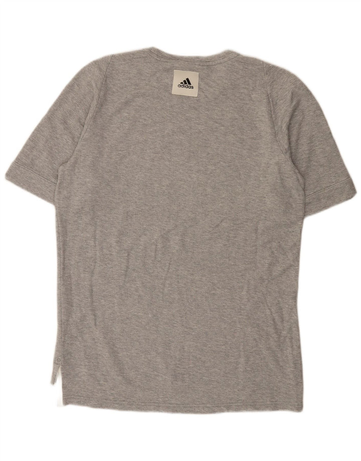 Adidas Hombre Camiseta Gráfica Top Algodón Moteado Gris Medio