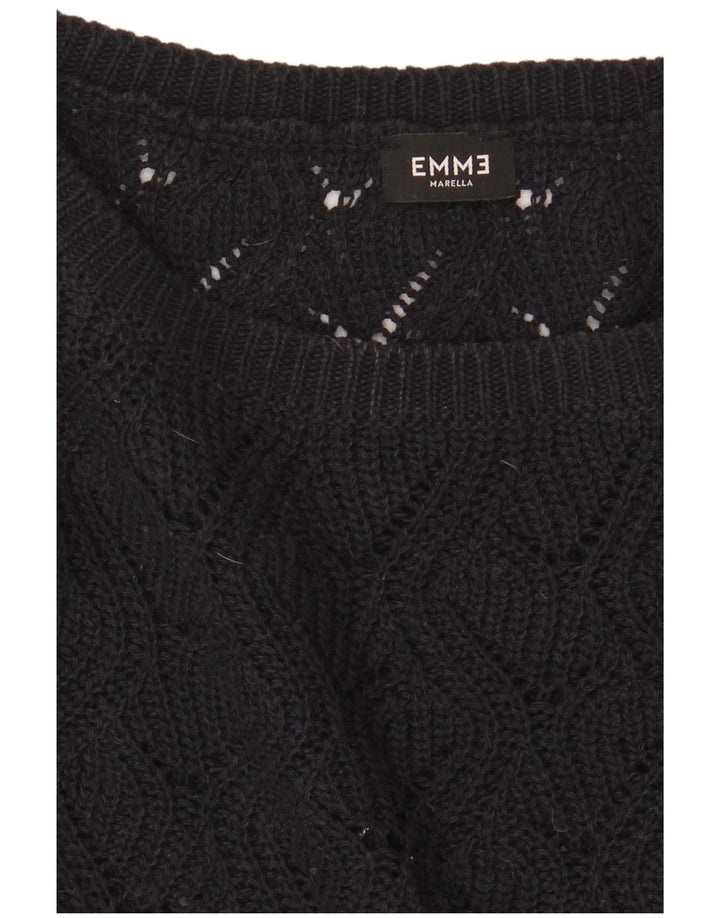 Emme - Jersey con cuello barco para mujer, talla 40, talla M, color negro