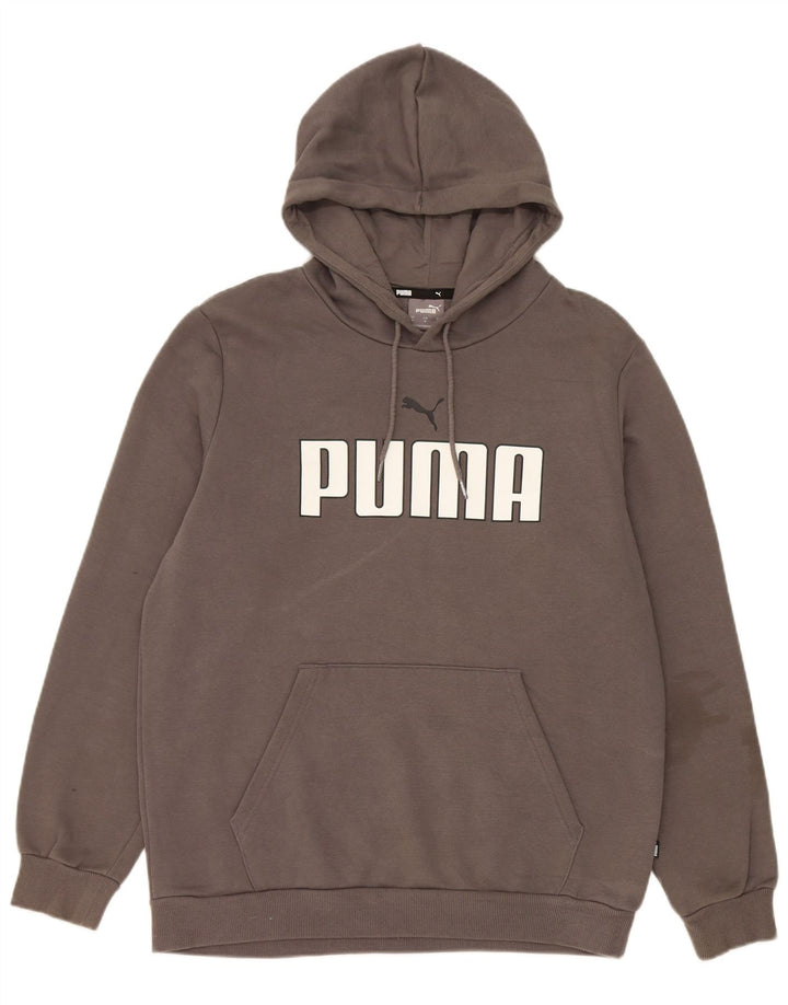 Puma Hombre Sudadera Con Capucha Gráfica Jersey De Algodón Gris Medio