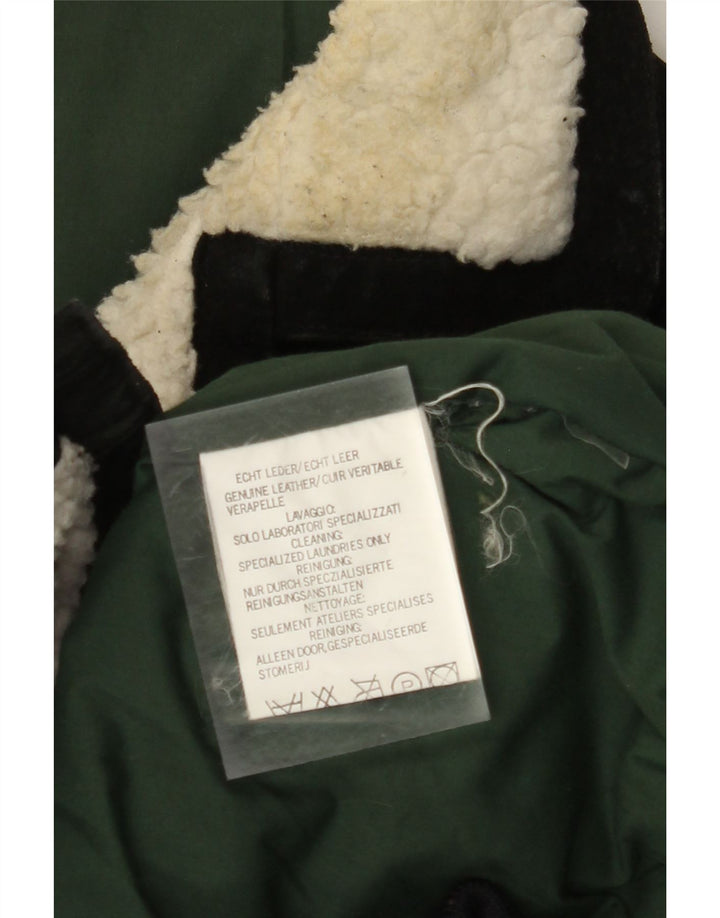 VINTAGE Chaqueta de ante para hombre Reino Unido 42 XL Marrón Colorblock Cuero