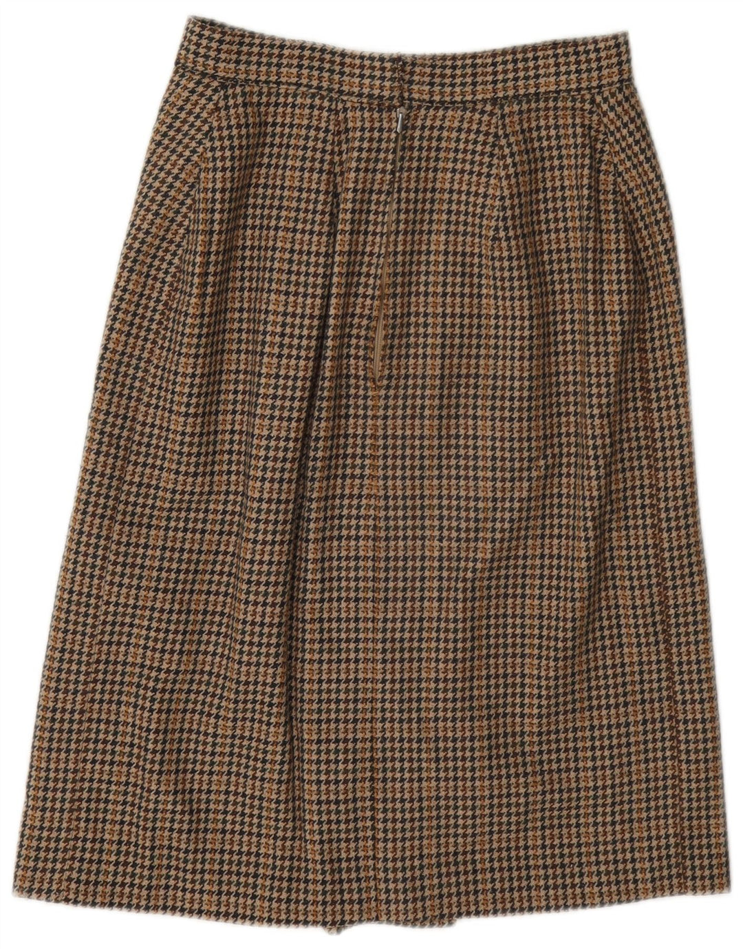 Vintage mujer A-Line falda W26 pequeña pata de gallo marrón