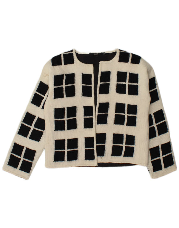 Seventy Suéter Cárdigan Abierto Corto Para Mujer IT 42 Medium Off White Geométrico