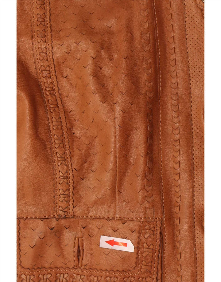 Chaqueta de cuero vintage para mujer IT 44 cuero marrón medio