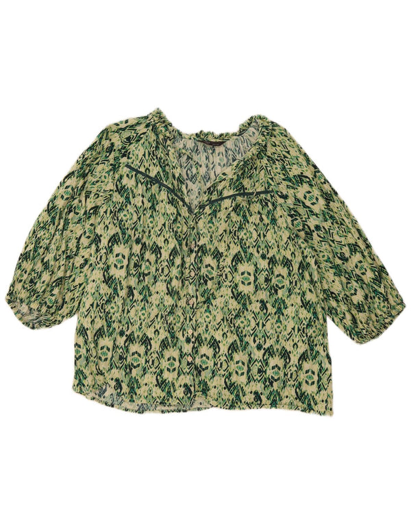 MARKS & SPENCER Blusa camisera de manga 3/4 para mujer UK 46 Grande Verde Geométrico
