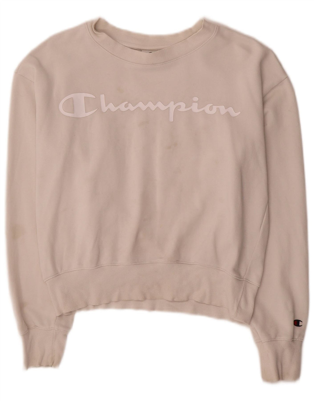Champion Sudadera Gráfica para Mujer Jersey UK 14 Mediano Algodón Blanco
