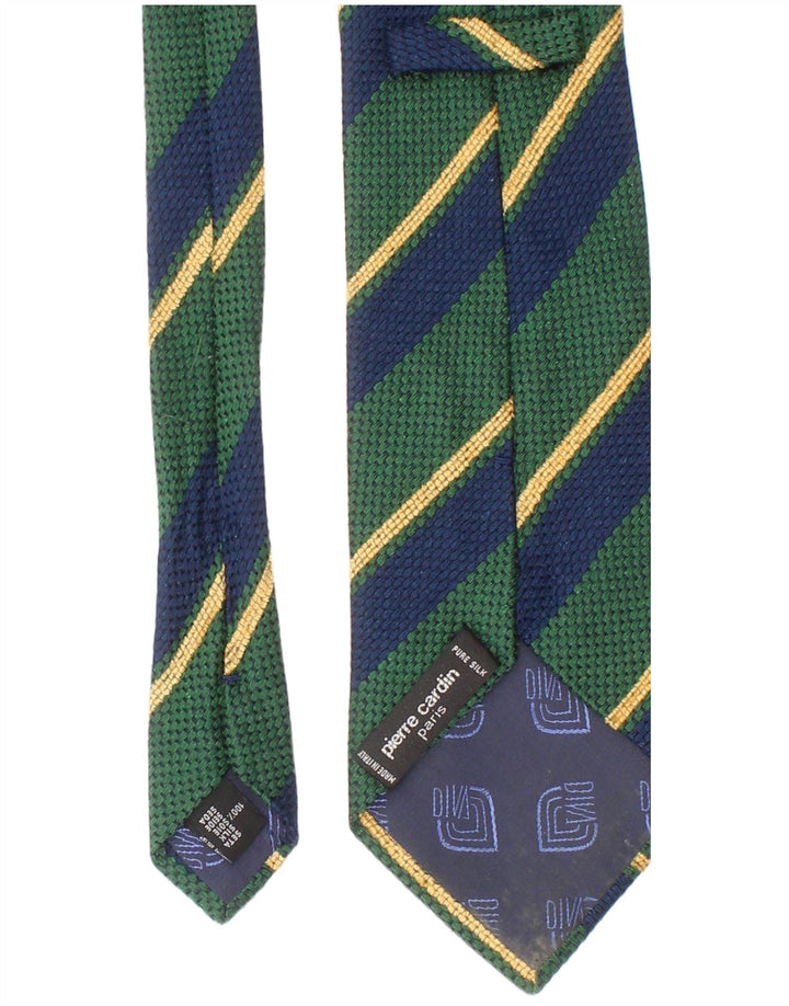 Corbata Pierre Cardin para hombre, talla única, seda a rayas verdes, clásica