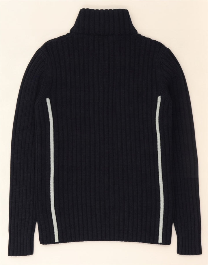Jersey Trussardi para hombre con cuello y cremallera de lana azul marino medio