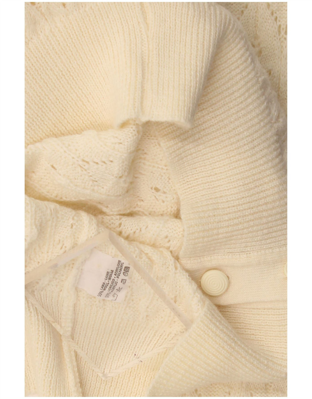 Vintage mujer Cardigan suéter Reino Unido 16 lana beige grande