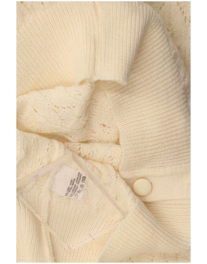 Vintage mujer Cardigan suéter Reino Unido 16 lana beige grande